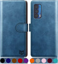 Funda tipo cartera SUANPOT para Motorola Moto Edge 5G UW/Edge 2021 con bloqueo RFID, tarjetero, funda tipo libro de piel sintética a prueba de golpes para hombre y mujer (azul cielo).