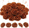 Thiccywoov 50 piezas de flores artificiales, cabezas de rosas de seda de 3.2 pulgadas, flores artificiales sin tallo para ramos de novia, decoración floral del hogar, centros de mesa, arreglos, decoración de mesas de fiesta (café)