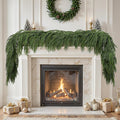Guirnalda navideña artificial de 1,8 m, de pino Norfolk con tacto real. Guirnalda de pino, guirnalda navideña con vegetación para repisas, mesas, chimeneas y decoraciones navideñas para interiores y exteriores. 