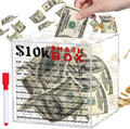 Hucha irrompible de 10.000 $ para adultos. Ahorra 10.000 $ con este reto. Caja de acrílico transparente para guardar dinero en efectivo. Hay que romperla para abrirla (15 cm).