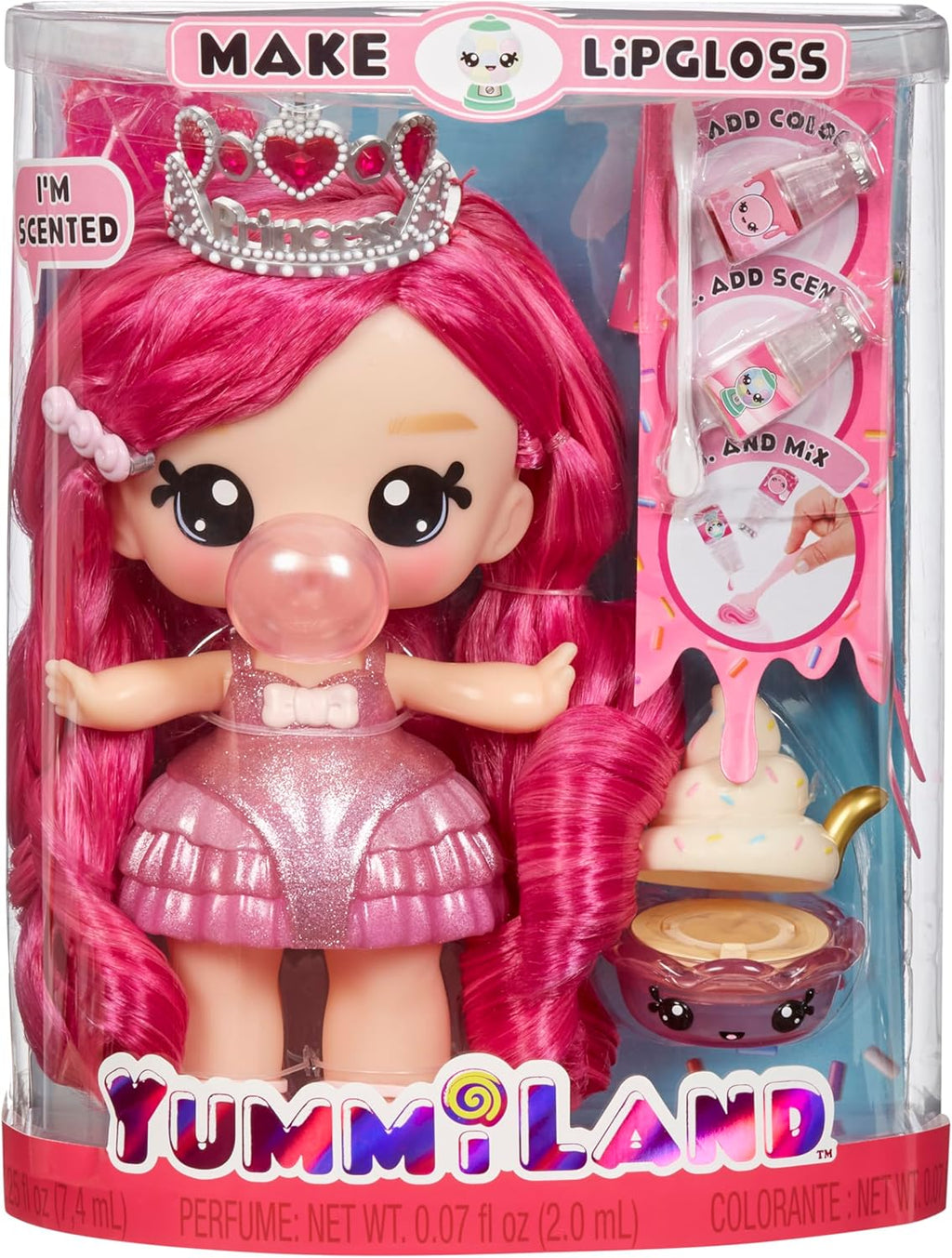 Muñeca grande Yummiland + Mascota con brillo de labios - Bianca Bubblegum, a partir de 4 años 