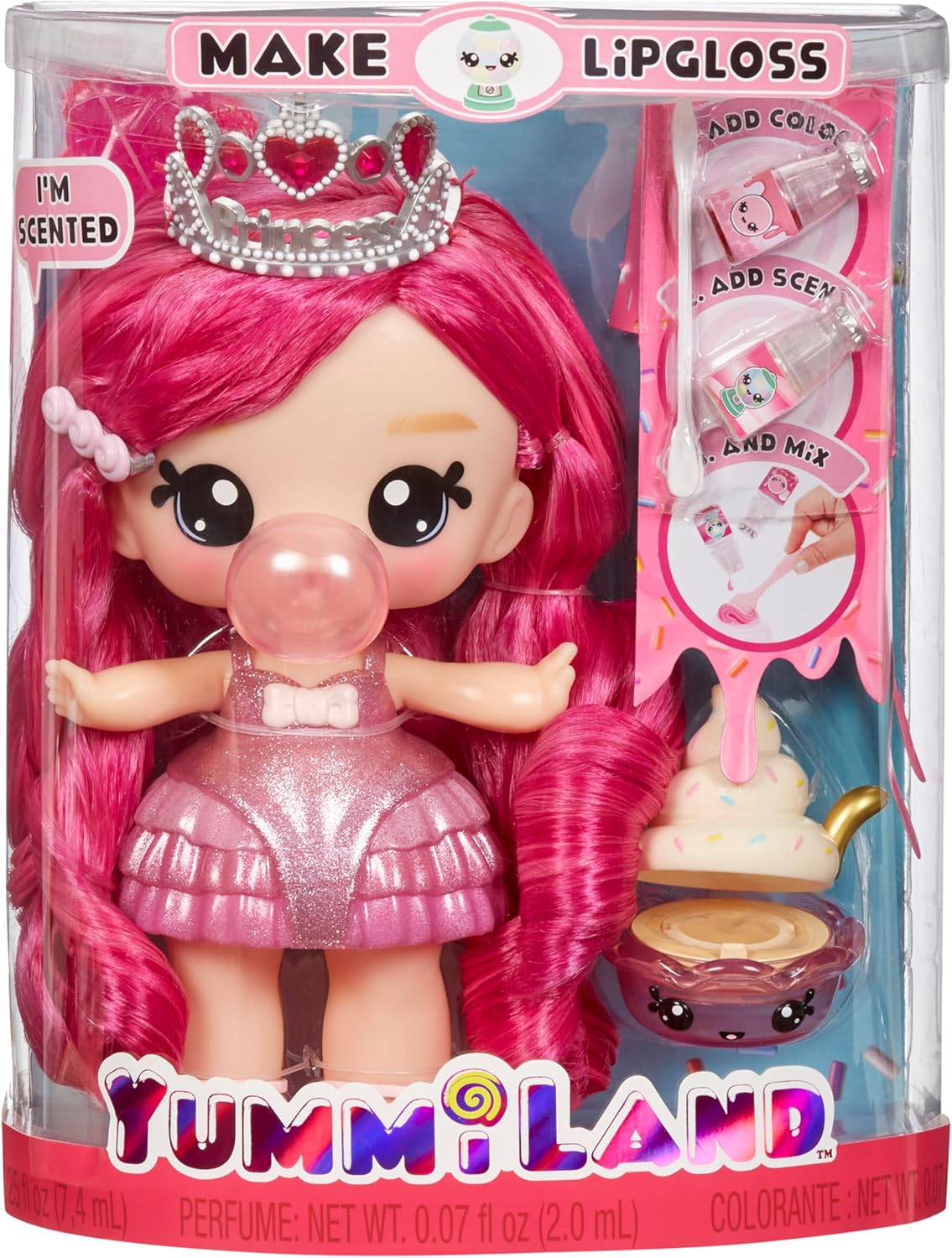 Muñeca grande Yummiland + Mascota con brillo de labios - Bianca Bubblegum, a partir de 4 años 