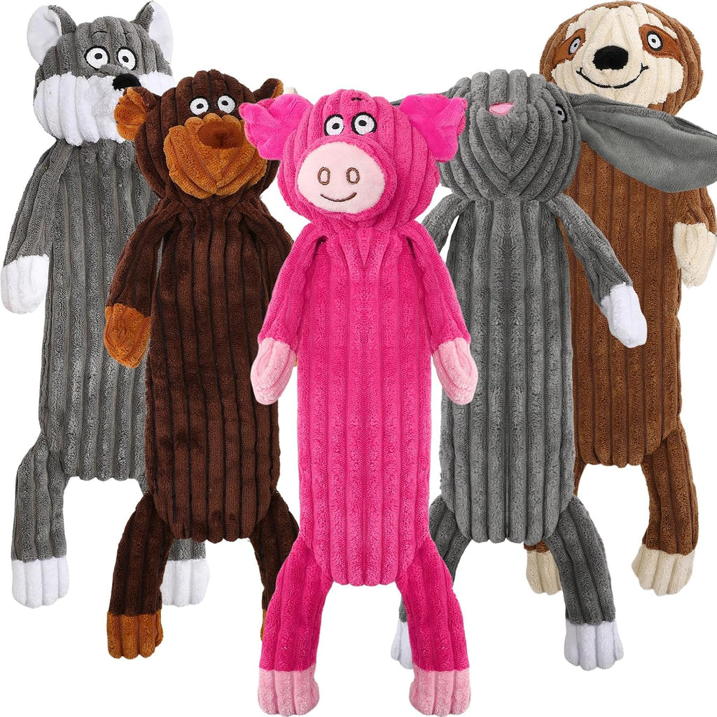Juguetes de Peluche con Sonido para Perros Pack x5 | Sin Relleno, Resistentes, para Razas Pequeñas, Medianas y Grandes