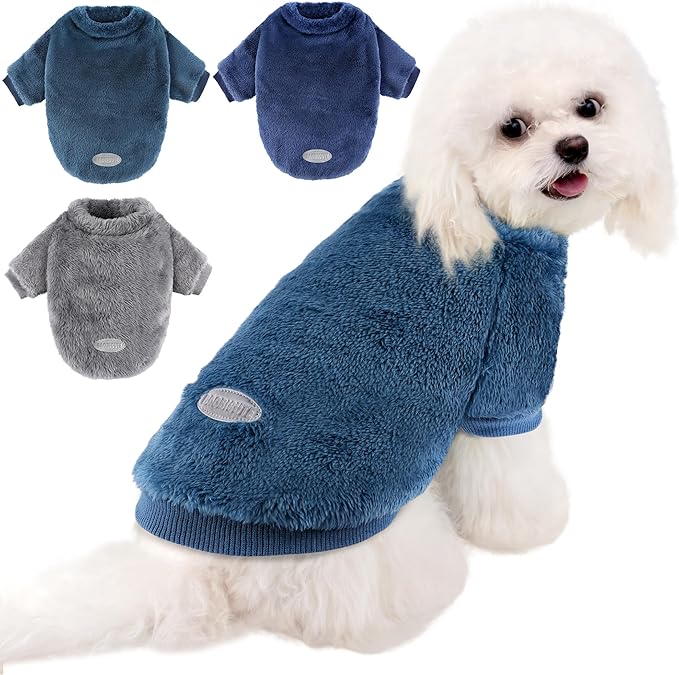 3 Pack de ropa para perros pequeños, suéteres para perros pequeños, niñas y niños con tiras reflectantes, suéteres para perros pequeños, abrigo suave y cálido para mascotas, ropa para cachorros
