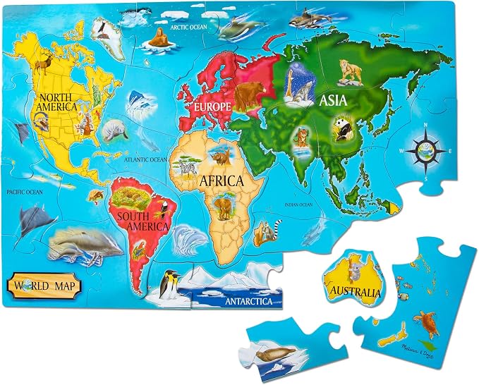 Puzzle de Piso Mapa del Mundo Melissa & Doug 10446 – 33 Piezas para Niños