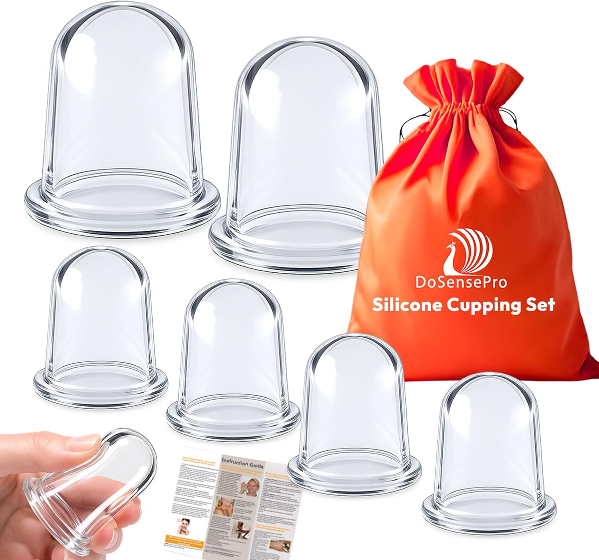 Set de Terapia de Ventosas de Silicona DoSensePro | Ventosas de Masaje para Artritis, Alivio de Dolor, Antiedad y Anticelulitis | Kit para Relajacion y Recuperacion Muscular