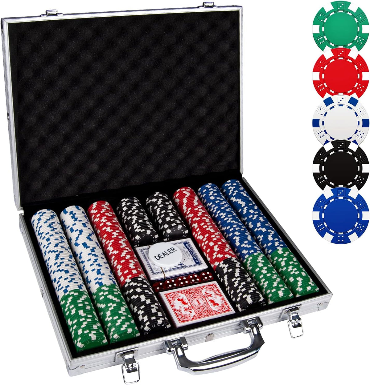 Comie Set de Poker  | Maletin de Aluminio para Viaje | Fichas de 11.5 Gramos | Texas Holdem Blackjack