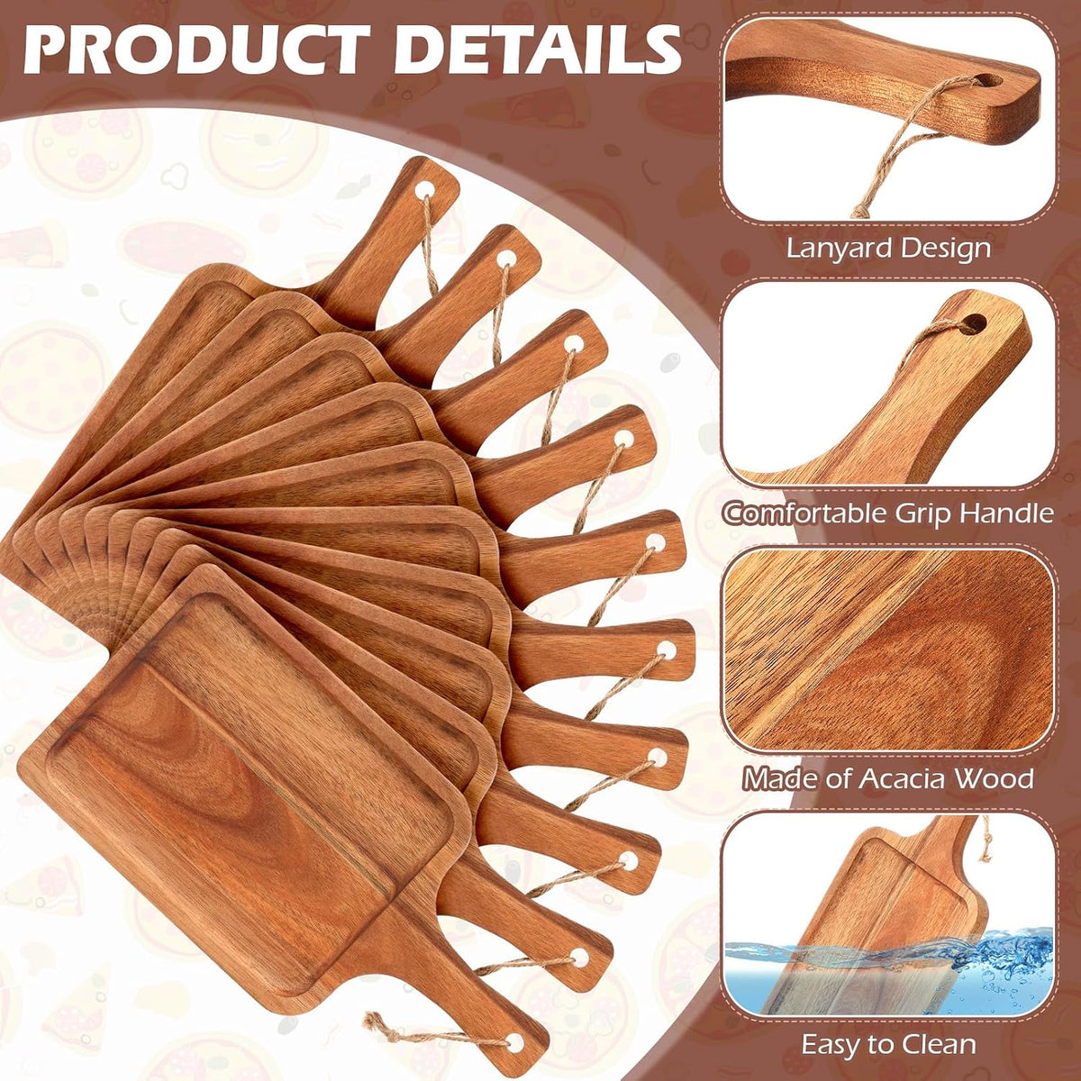 16 tablas de cortar de madera de acacia, 12 x 6 pulgadas