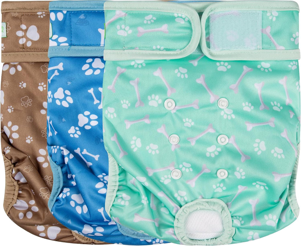 Pañales lavables para perras wegreeco, altamente absorbentes y reutilizables para perras en celo, paquete de 3 (Hueso de perro, Grande)