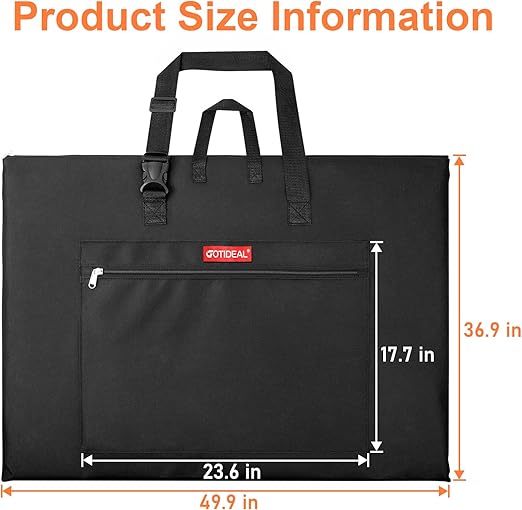 lsa grande para portafolio de arte, 36 x 48 pulgadas, impermeable, con hombro y asa, bolsa de almacenamiento de transporte para obras de arte, póster, bocetos y dibujo