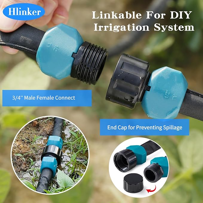 Manguera de Riego Plana Secbulk 15m con Estacas – Sistema Goteo DIY, Doble Capa, Ahorra 80% Agua