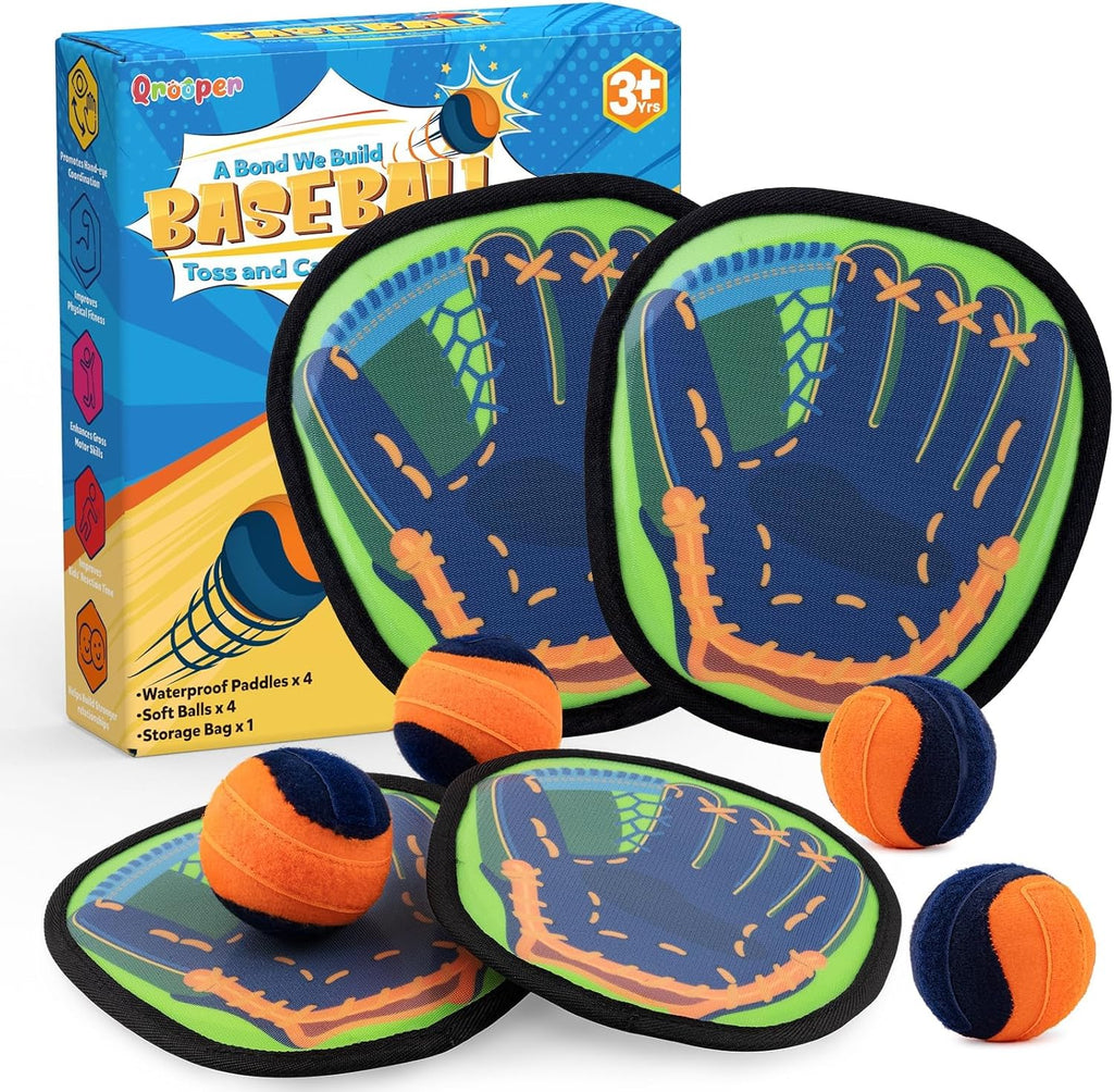 Juego de Atrapar y Lanzar con Guantes Pegajosos y Pelotas Blandas – Juguete Exterior e Interior para Niños de 3 a 12 Años