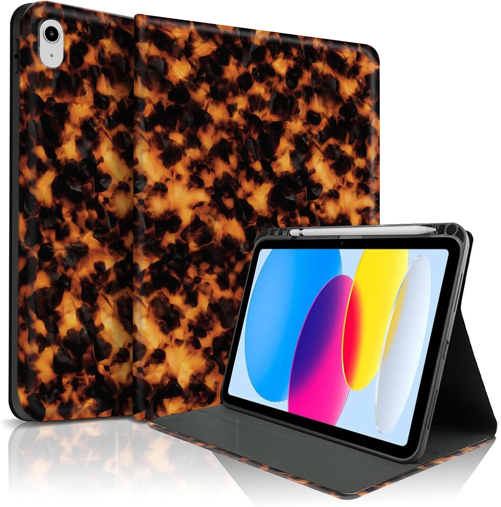PRESENTA ALGUNAS MARCAS-Funda TopPerfekt para iPad de 11.ª generación (A16) de 11 pulgadas (2025) / 10.ª generación de 10,9 pulgadas (2022), funda tipo folio con soporte y diseño moderno de estampado de carey, con portalápices, antideslizante