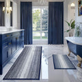 Juego de Alfombras de Baño BSICPRO x2 Azul Marino – Chenilla Gruesa Absorbente Antideslizante, Lavable a Máquina, 20"x60" + 20"x32"