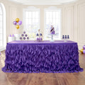 Leegleri Falda de mesa tutú morada de 1,8 m, falda de mesa de tul rizado Willow para mesas rectangulares y redondas, mantel tutú con volantes para carrozas de cumpleaños, desfiles, Navidad, graduaciones y decoración de fiestas de sirenas.