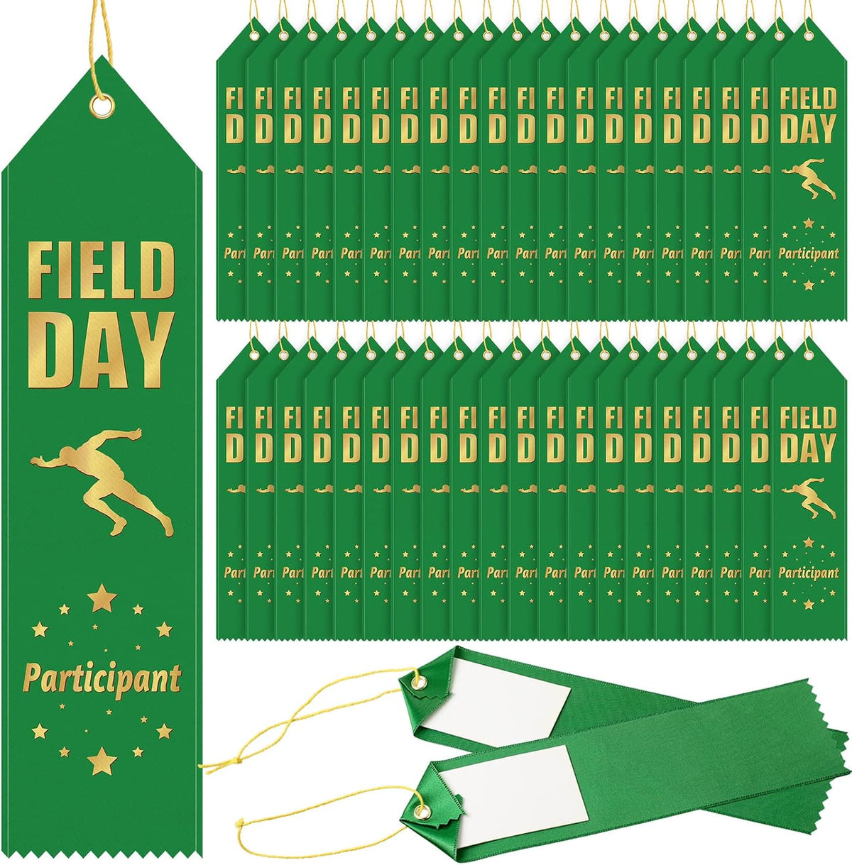 Sherr 100 cintas para eventos deportivos, cintas de premios, cintas para participantes, cintas para premios con tarjeta de evento y cordón, cintas para medallas para niños, competencias, eventos deportivos, escuelas, concursos, equipos, oficinas, color