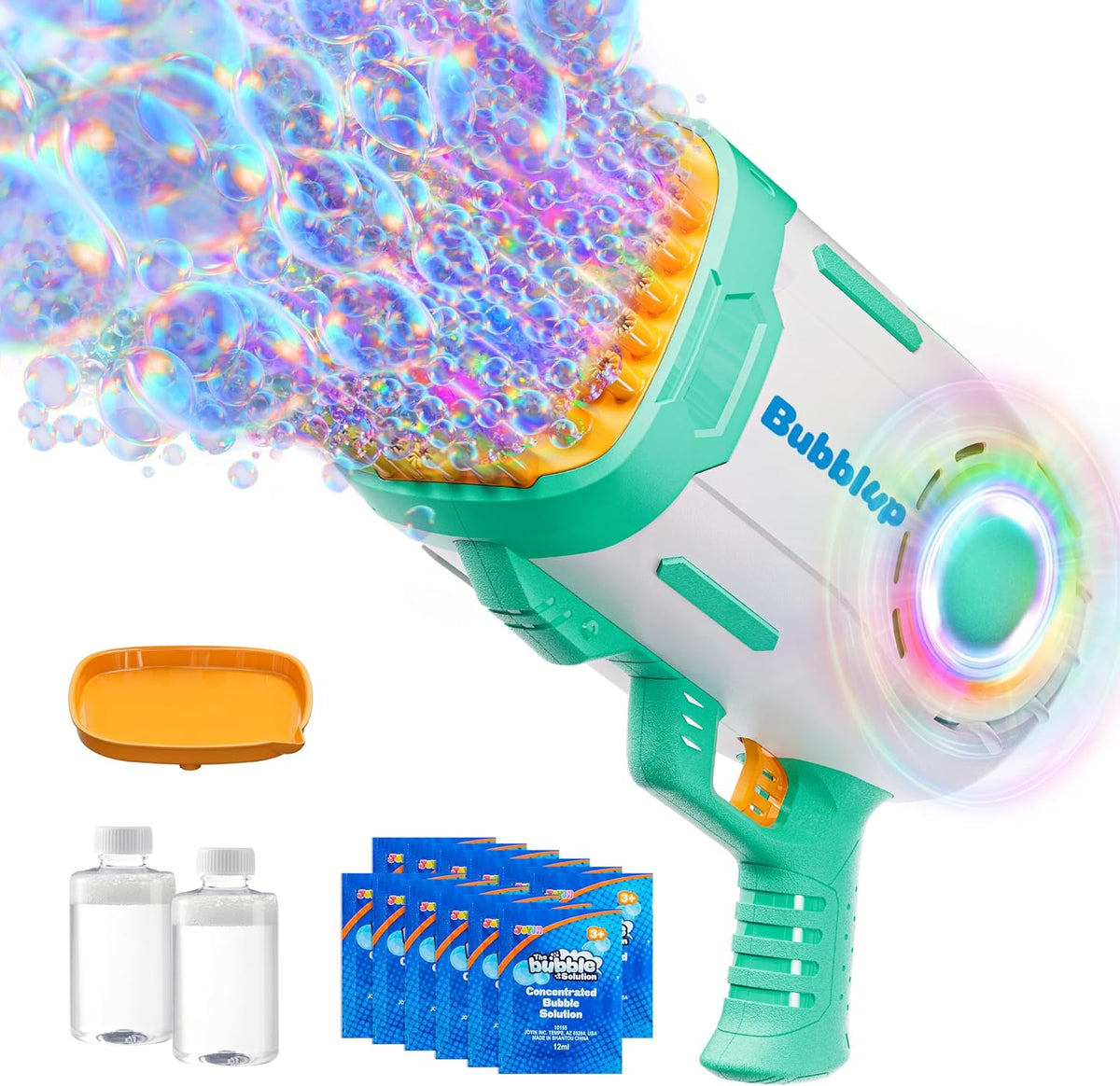 Pistolas Máquina Burbujas Play-Act 69 Agujeros, Forma Cohete Bazooka Pistola Burbujas Niños Adultos, Soplador Luces Colores Solución Exterior, Juguetes Verano Fiesta