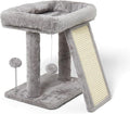 Torre pequeña de árbol para gatos de 43.4 cm con poste rascador para gatos de interior, gris claro