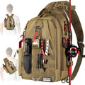 Mochila de Pesca Ghosthorn con Portacañas | Bolsa Bandolera para Aparejos | Ligera | Caja de Aparejos | Regalo de Pesca para Hombre y Mujer | Caqui