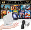 Mini proyector, proyector portátil compatible con 4K, proyector para exteriores Full HD 1080P, proyector de película de rotación de 270°, compatible con smartphone, TV Stick, laptop, PS4, HDMI, USB