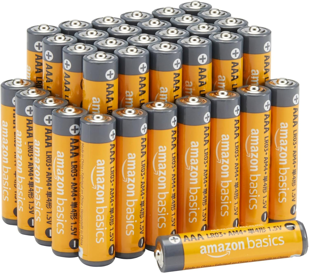 Pilas alcalinas Amazon Basics AAA de larga duración, paquete de 36 unidades, 1,5 voltios, rendimiento fiable, 10 años de vida útil, almacenamiento de emergencia.