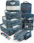 Veken 8 Set Packing Cubes for Travel Essentials, Suitcase Organizer Bags in 4 Sizes, Carry-On Luggage Accessories with Large Laundry & Hanging Toiletry Bag, Must-Have for Airplane, Road Trip & Camping
