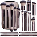 SOLO SE INCLUYEN 16 BROCHAS-Set de Brochas de Maquillaje BS-MALL Profesionales con Estuche de Viaje | Base, Polvo, Corrector, Labios y Sombras | Tubo de Aluminio | Uso Diario
