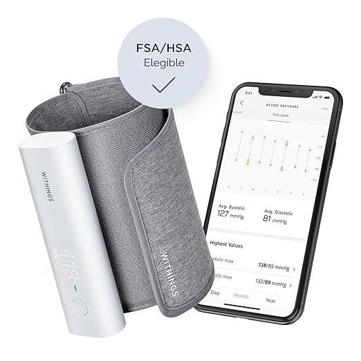 Withings BPM Connect – Tensómetro Digital de Brazo | Monitor de Presión Arterial y Frecuencia Cardíaca | WiFi y Bluetooth | Compatible iOS y Android | Aprobado FDA
