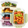 Pack 5 Contenedores de Vidrio para Meal Prep 739ml | Vidrio Borosilicato con Tapa Hermetica y Valvula Microondas Horno Congelador
