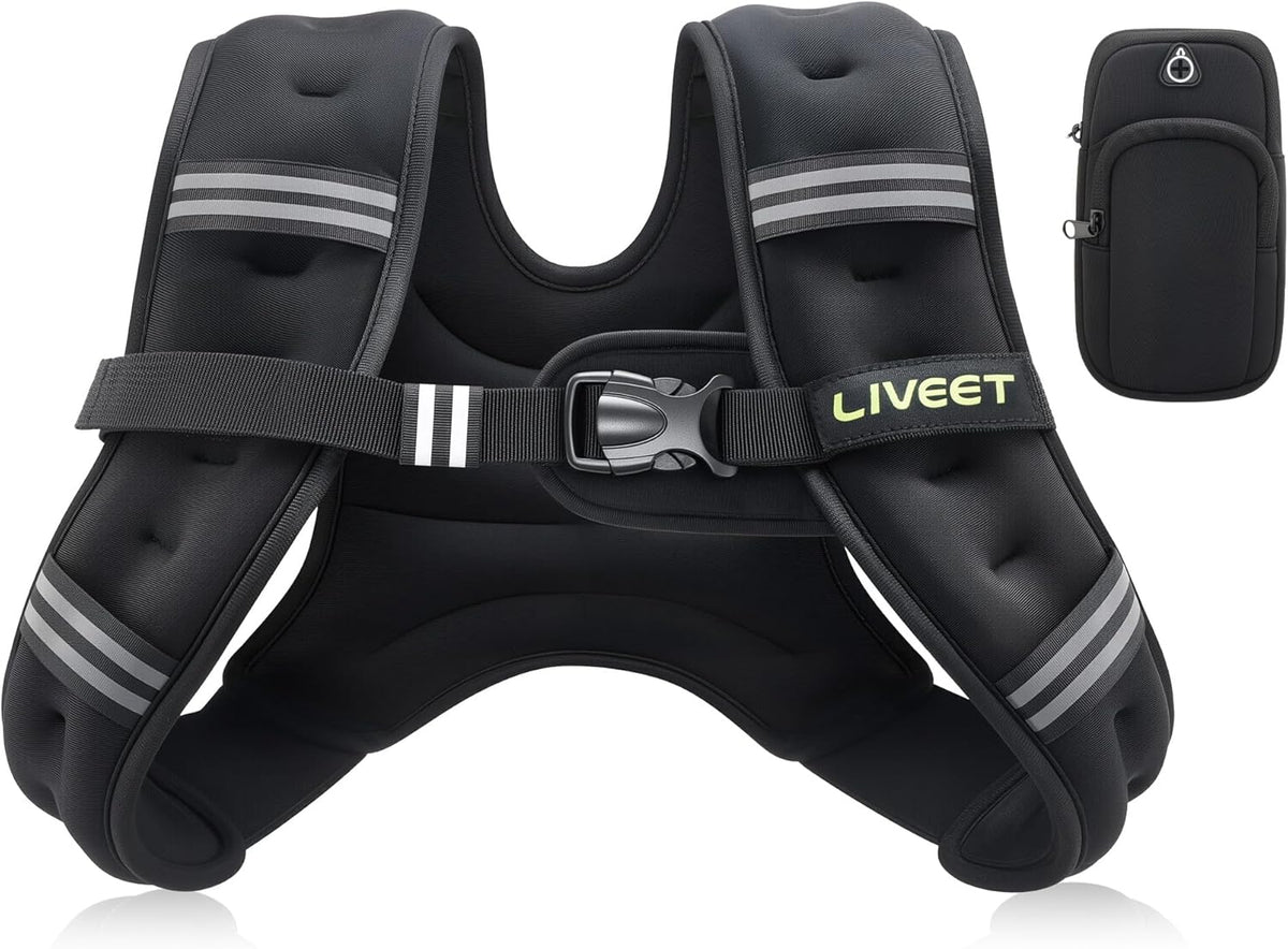 Liveet Chaleco con Peso 10lb | para Mujeres y Hombres | con Bolsillo, Tiras Reflectantes y Correas Ajustables | Certificado SGS para Caminar, Correr y Entrenar