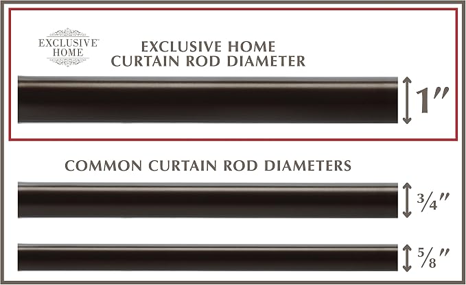 Exclusive Home - Cortinero de bola de cristal de 1 pulgada y juego de remates a juego, bronce mate, ajustable de 36 a 72 pulgadas