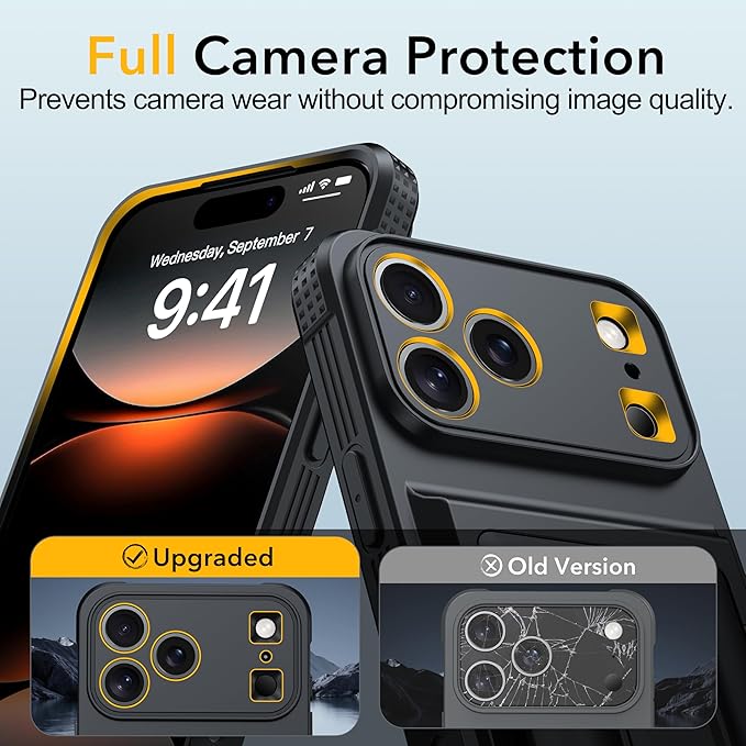 Oterkin Funda Cartera para iPhone 17 Pro Max — Porta 4-5 Tarjetas, Soporte, Protección Militar, RFID, Negro