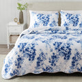 Great Bay Home Edredón Floral King con Fundas de Almohada – Reversible, Ligero, Todas las Estaciones (Jacqueline, Azul)