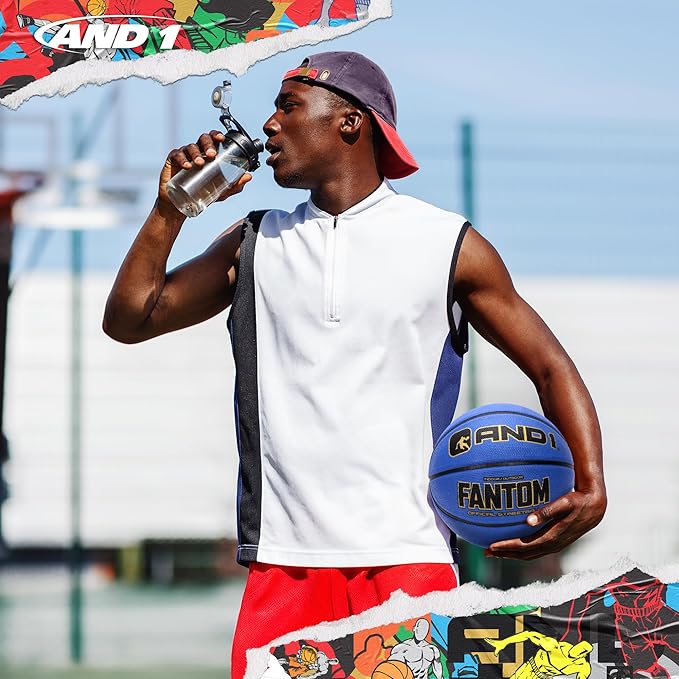 AND1 Fantom Graffiti - Balón de baloncesto de goma para uso en interiores y exteriores, construcción de canal profundo y durabilidad