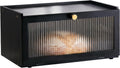 ETMI Black Bread Box for Kitchen Countertop - Modern bamboo Bread box with Window Bread Storage Container