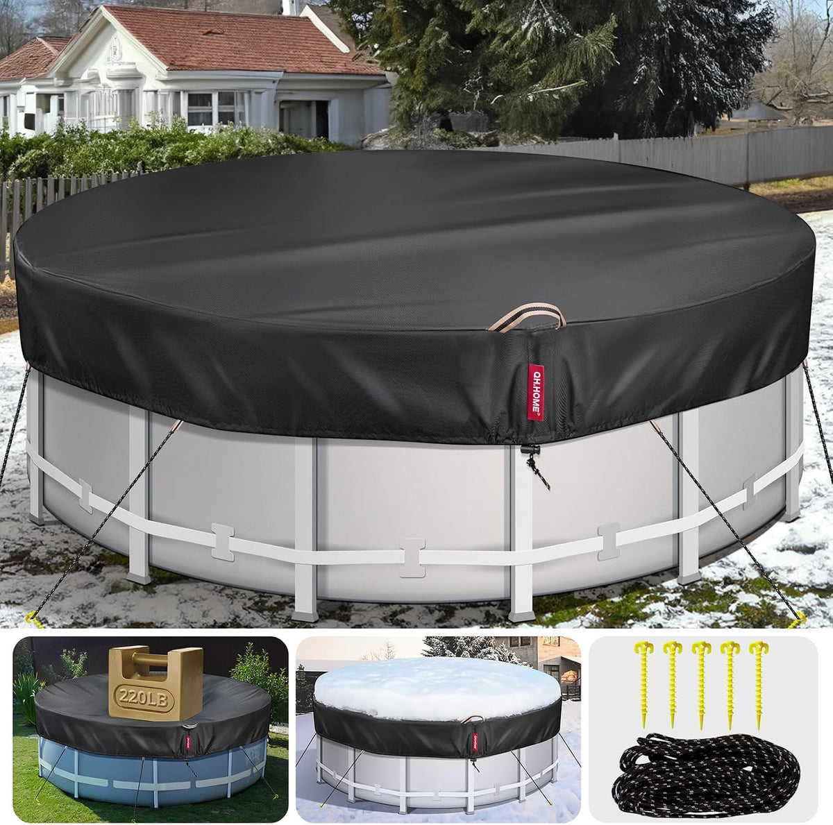 Cubiertas redondas QH.HOME para piscinas elevadas, cubiertas de piscina resistentes