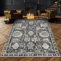 RUGSURE Alfombra Lavable 90x150cm | Antideslizante Resistente a Manchas | Diseño Tribal Vintage Gris Pet Friendly