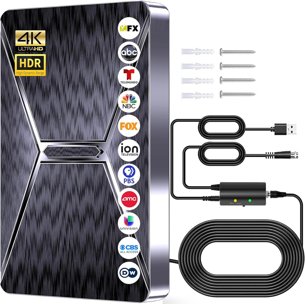 2026 Upgraded Indoor TV Antenna, 3200+ Miles Range HD Digital Antenna for Smart TV, Strongest with Amplified Signal Booster Supports 4K 8K 1080p All TVs- 38FT Coaxial Cable for Local Channels