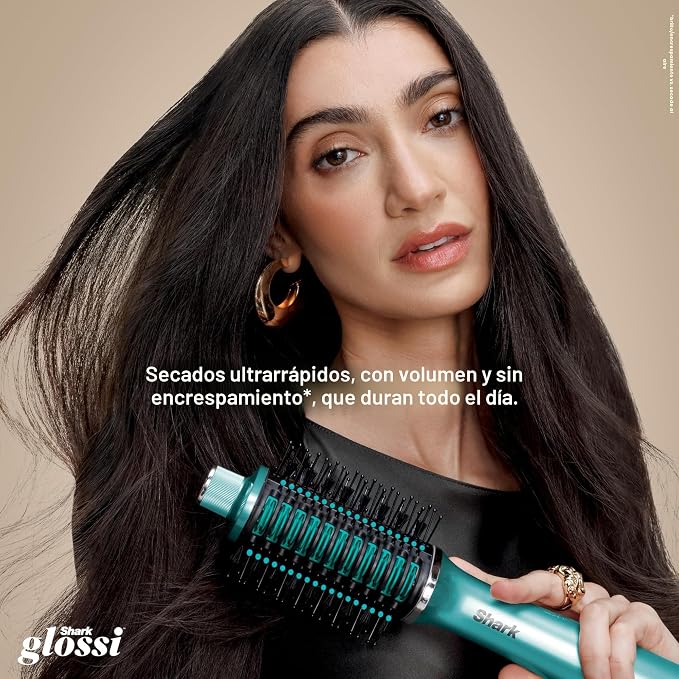 Secadora y Alisadora 2 en 1 Shark Glossi — Cerámica con Control de Calor, Color Jewel Teal (HT302TL)