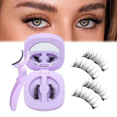 JIMIRE - Pestañas magnéticas finas de ojo de gato con aspecto natural, suaves, magnéticas, en mitad, reutilizables, cómodas, con aplicador, sin necesidad de pegamento ni delineador de ojos