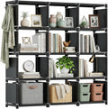 Estantería Mavivegue, organizador de almacenamiento de 6 cubos, librería DIY, estantería metálica de cubos, librería alta para dormitorio, sala de estar, oficina, organizador de almacenamiento para armario, estante de almacenamiento de cubículos negro