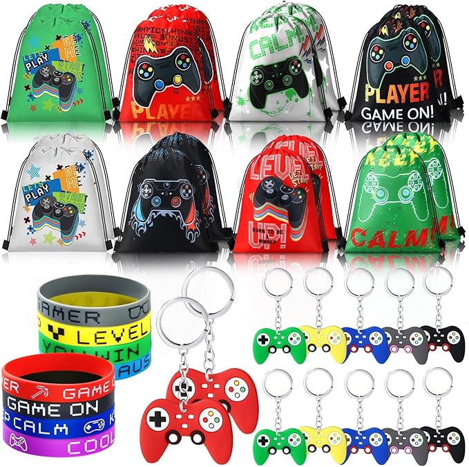Kit de Fiesta Gamer 48 Piezas – Bolsas, Pulseras y Llaveros para Cumpleaños
