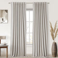 UHITECH Linen Blackout Curtains for Living Room Pinch Pleated Insulated Curtain 90 Inch Length 2 Panels Set Black Out Drapes for Bedroom Window (Natural, 52W x 90L)
