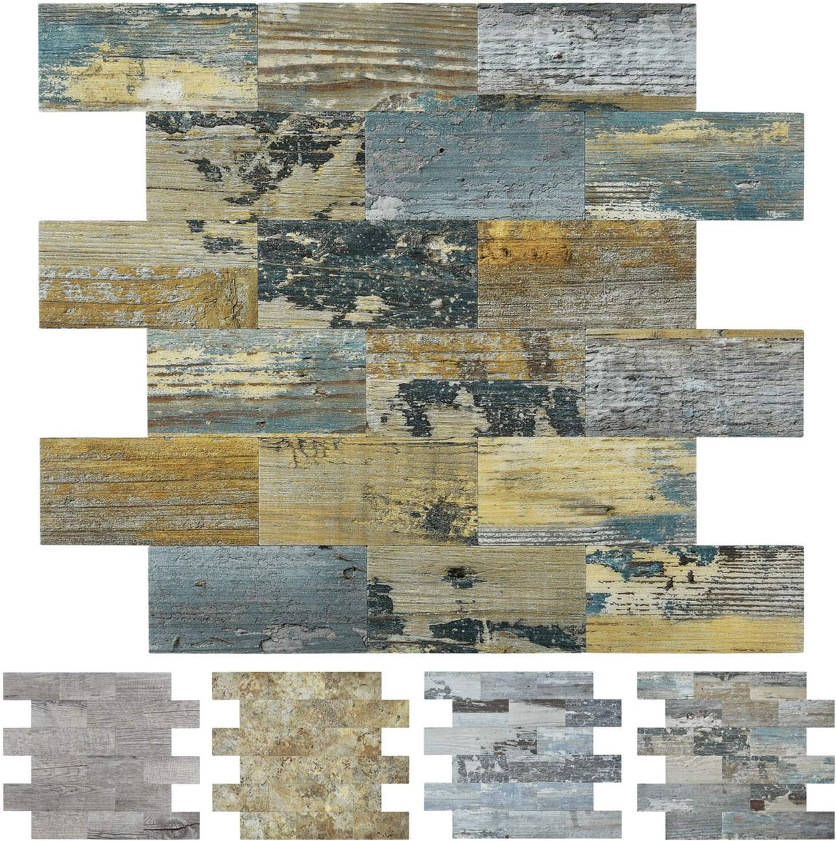 Azulejos adhesivos Art3d para salpicaderos de cocina, con diseño de vetas de madera gris, paquete de 5 unidades de 34,3 x 29 cm, ideales para salpicaderos de cocina, decoración de baños, chimeneas y contrahuellas de escaleras. Fabricados en laminado