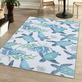 Alfombras de área de tortugas marinas costeras con temática de playa, estrellas náuticas de mar, coral decorativas, antideslizantes, para sala de estar, recámara, azul, 3 x 5 pies