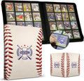 Álbum para tarjetas de béisbol con 16 bolsillos, cubierta de PU de primera calidad para más de 1000 tarjetas, álbum de colección de tarjetas deportivas con carga lateral y soporte para tarjetas.