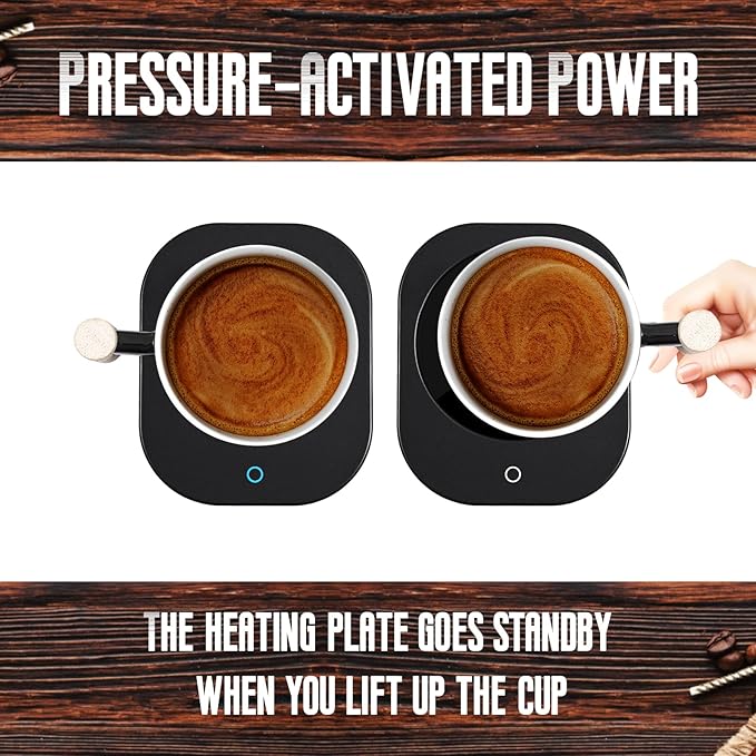 HOWAY Juego de calentador de café y taza, calentador de taza para control de temperatura de escritorio y apagado automático inteligente, 14 onzas, dos temperaturas