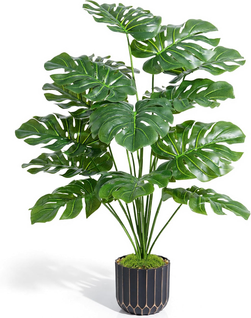 Planta falsa Monstera, planta artificial en maceta de 28 pulgadas para interior con maceta para decoración del hogar, planta artificial para sala de estar, dormitorio
