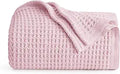 Cobija de Algodón 100% Bedsure Gentlesoft Twin XL – Tejido Waffle, Transpirable y Suave | Rosa Dusty 66x90"