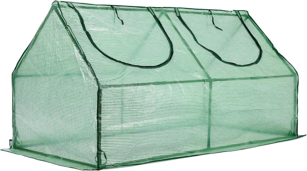 Mini Invernadero BPS 4 x 2 x 2 pies | Cubierta PE Verde con Proteccion UV | Ventanas Enrollables con Cierre | Ideal para Interior, Exterior y Camas de Cultivo Elevadas